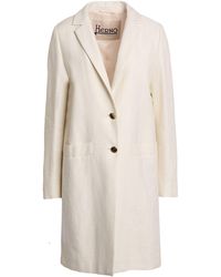 Herno - Cream Overcoat & Trench Coat Linen, Silk, Polyester - Lyst