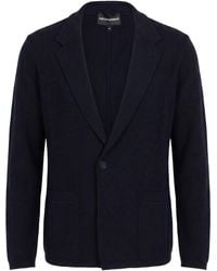 Emporio Armani - Midnight Cardigan Virgin Wool, Cotton - Lyst