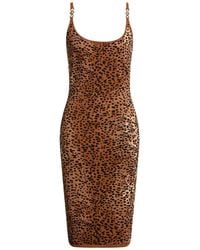 Versace - Camel Midi Dress Cotton, Wool, Viscose, Polyamide, Elastane - Lyst