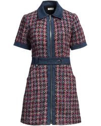 Sandro - Fuchsia Mini Dress Acrylic, Cotton, Polyester, Virgin Wool, Viscose - Lyst