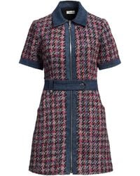 Sandro - Fuchsia Mini Dress Acrylic, Cotton, Polyester, Virgin Wool, Viscose - Lyst