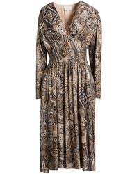 Gaelle Paris - Taupe Midi Dress Viscose, Polyester - Lyst