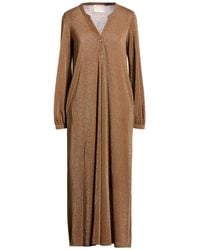 Momoní - Camel Midi Dress Polyester, Viscose, Polyamide, Metallic Polyester, Elastane - Lyst