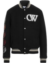 Off-White c/o Virgil Abloh - Moon Phase Logo Wool-blend Varsity Jacket - Lyst