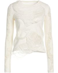 MM6 by Maison Margiela - Ivory Sweater Cotton, Polyamide - Lyst