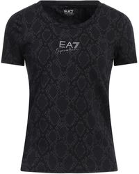 EA7 - T-Shirt Organic Cotton, Modal, Elastane - Lyst