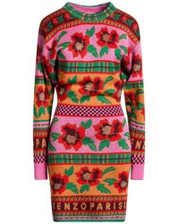 KENZO - Mini Dress Wool, Metallic Fiber, Polyamide - Lyst