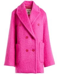 Semicouture - Fuchsia Coat Mohair Wool, Virgin Wool, Polyamide - Lyst