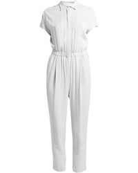 Womens Clothing Jumpsuits and rompers Full-length jumpsuits and rompers Fabiana Filippi Cotton Short Sleeve Cropped Jumpsuit in Natural 