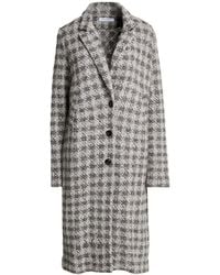 Amina Rubinacci - Taupe Overcoat & Trench Coat Cotton, Viscose, Polyamide, Wool - Lyst