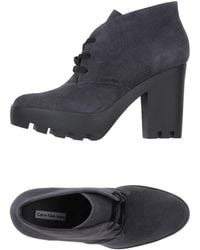 calvin klein sharla black heeled lace up ankle boots