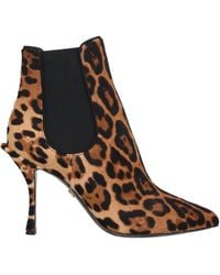 Dolce & Gabbana - Leopard Print Stiletto Boots - Lyst