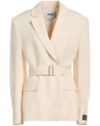 MSGM - Cream Blazer Viscose, Polyester, Elastane - Lyst