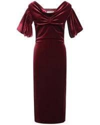La Petite Robe Di Chiara Boni - Burgundy Midi Dress Polyester, Polyamide, Elastane - Lyst