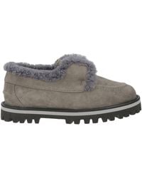 Le Silla - Taupe Loafers Leather, Shearling - Lyst
