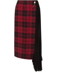 Mother Of Pearl Midi Skirt - Red