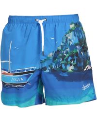 Homme Vêtements Maillots de bain Shorts de bain Short de bain à taille à lien de resserrage Coton Ermenegildo Zegna pour homme en coloris Bleu 