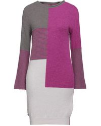 Manila Grace - Fuchsia Mini Dress Polyester, Acrylic, Alpaca Wool, Wool, Elastane - Lyst