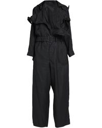 Femme Vêtements Combinaisons Combinaisons longues Combinaison froncée à col v plongeant Ys Yohji Yamamoto en coloris Noir 