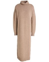 Max Mara - Taupe Midi Dress Cashmere - Lyst