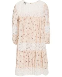 Dixie - Ivory Mini Dress Cotton, Polyester - Lyst