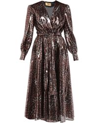 MSGM Vestido midi con lentejuelas - Marrón