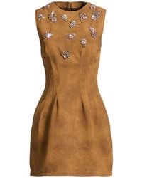 DES_PHEMMES - Camel Mini Dress Polyurethane - Lyst