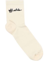 Damen Bekleidung Strumpfware Socken Off-White c/o Virgil Abloh Baumwolle Lange Socken Aus Baumwollmischung Mit Logo in Natur 
