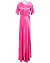 SOLOTRE - Fuchsia Maxi Dress Viscose - Lyst