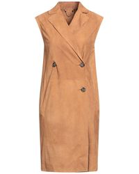 DESA NINETEENSEVENTYTWO - Camel Overcoat & Trench Coat Leather - Lyst