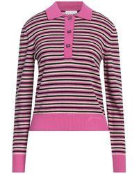 Ganni - Striped Merino Wool And Cashmere-blend Polo Sweater - Lyst
