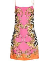 Versace Jeans Couture - Fuchsia Mini Dress Polyester - Lyst