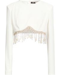 Elisabetta Franchi - Top Polyester, Elastane, Glass, Brass - Lyst