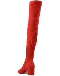 red knee high heels