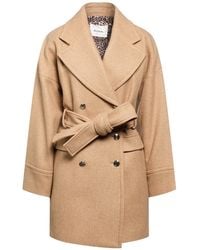 Blugirl Blumarine - Sand Coat Recycled Wool, Polyamide, Polyester - Lyst
