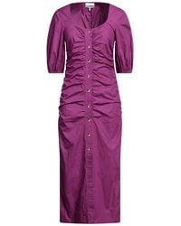 Ganni - Fuchsia Midi Dress Organic Cotton - Lyst