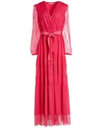 Twinset - Fuchsia Maxi Dress Polyester, Polyamide, Cotton, Viscose - Lyst