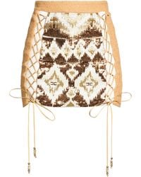 Elisabetta Franchi - Camel Mini Skirt Cotton, Viscose, Polyamide - Lyst