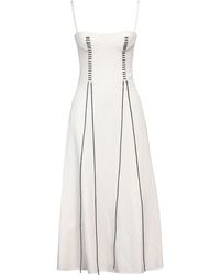 Chloé - Ivory Midi Dress Virgin Wool, Linen, Silk - Lyst
