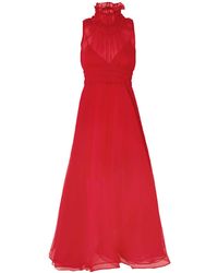 Beaufille - Venus Plissé-chiffon Midi Dress Red - Lyst