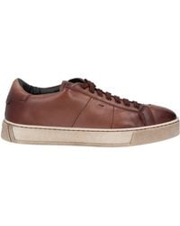 Santoni - Chocolate Sneakers Leather - Lyst