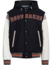 DSquared² - Midnight Jacket Virgin Wool, Polyamide, Elastane, Ovine Leather - Lyst