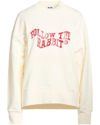 MSGM - Cream Sweatshirt Cotton - Lyst