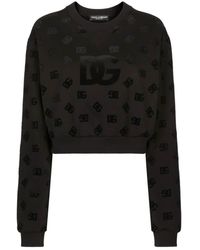 Dolce & Gabbana - Sweatshirt Aus Jersey Mit Geflocktem Dg-Logoprint - Lyst