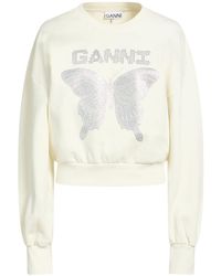 Ganni - Cream Sweatshirt Organic Cotton - Lyst