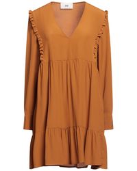 SOLOTRE - Camel Mini Dress Acetate, Silk - Lyst