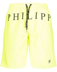 Philipp Plein Synthetik Strandhose in Gelb für Herren Herren Bekleidung Kurze Hosen Freizeitshorts 