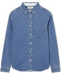 COS - Cotton And Linen-blend Denim Shirt - Lyst
