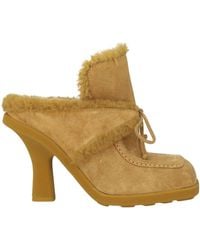 Burberry - Suede-shearling Highland Mules 90 - Lyst