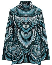 Marina Rinaldi - Azure Turtleneck Viscose, Polyamide, Polyester, Metallic Fiber - Lyst